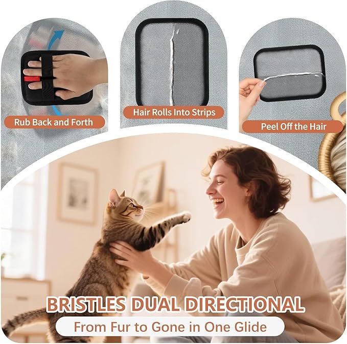 Magic Brush PET Hair Removal Glove, Electrostatic for Furniture, Clothing, Reusable Two-Sided Fur & Lint Remover for Cats & Dogs, Washable, Upgraded Fur Removal Tool-1 PCS