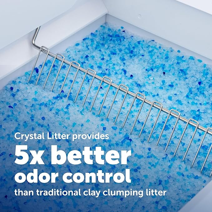 PetSafe ScoopFree Crystal Plus Automatic Self-Cleaning Cat Litter Box System – Not Enclosed – Advanced Odor Control – Includes 1 Disposable Crystal Litter Tray – White (PAL00-18016)