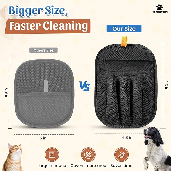 Pet Hair Removal Glove-Electrostatic Pet Hair Remover Glove with 5-Finger Design, Cat Hair Remover Glove for Couch,Car,Laundry,Carpet,The Magic Brush Pet Hair Remover is Light and Washable