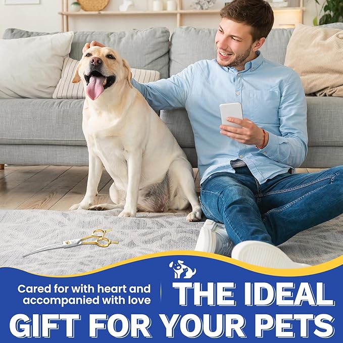 JASON 7.5 Inch Curved Scissors for Dog Grooming Professional Downward Curved Pet Face Trimming Shears with Symmetric Handle Sharp Comfortable