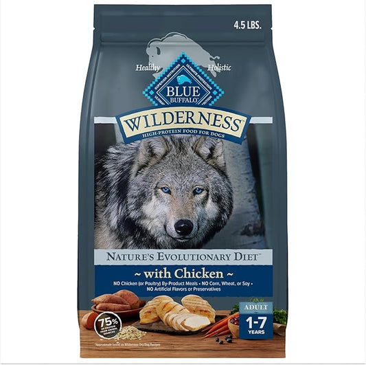 Blue Buffalo Wilderness Dry Dog Food Plus Wholesome Grains, Chicken, 4.5 lbs.