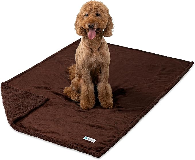 PetAmi Waterproof Dog Blanket for Medium Large Dog Puppy Cat Throw for Couch Cover Leakproof Protection, Sherpa Fleece, Reversible Soft Washable 60x40 Brown Brown