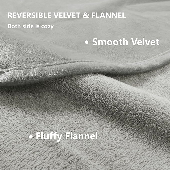 Waterproof Blanket for Bed Protection, Washable Dog Blankets for Couch, Soft Reversible Pet Throw Furniture Protector Cover for Sofa-82"x120",Light Grey+Dark Grey