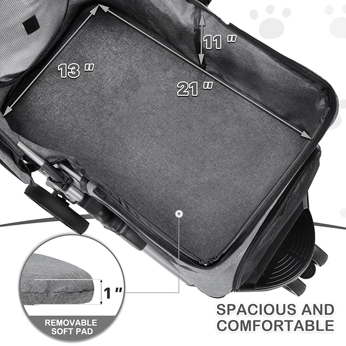 MoNiBloom 3 Wheels Pet Dog Cat Stroller for Small Medium Dogs and Cats, Lightweight Foldable Jogger Stroller w/Storage Basket and Cup Holder, Gray