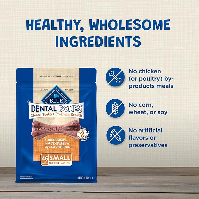 Blue Buffalo Dental Bones Small Natural Dental Chew Dog Treats Bag Value Pack