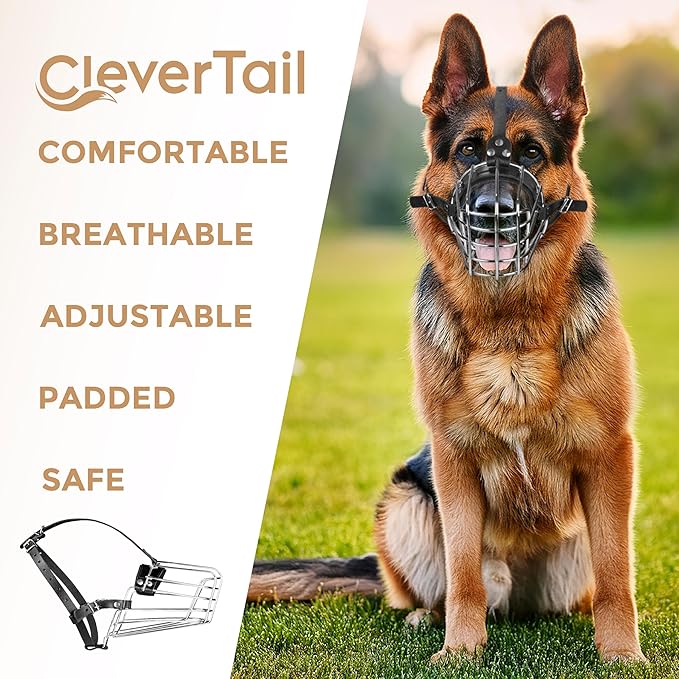 German Shepherd Muzzle for Large Sized Dog – Metal Dog Muzzle for German Shepherd – Steel Basket Muzzle for Large Dogs – Wire Cage Muzzle for Medium Dogs Husky, Belgian Malinois