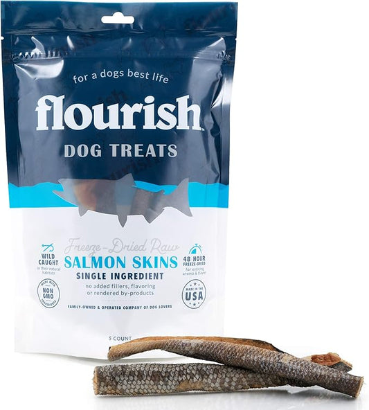 Freeze-Dried Raw Pet Treats for Dogs, Salmon Skin Chews (5 Count)…