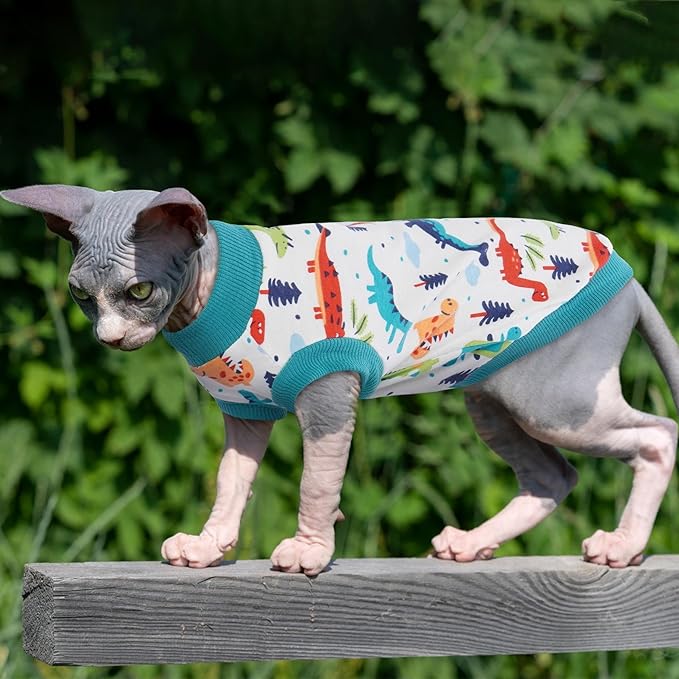 PUMYPOREITY Sphynx Cat Clothes: Stretchy Sweater, Soft Hairless Shirt, Pullover Pajamas, Turtleneck for Sphynx Cornish Rex, Devon Rex - Blue, XS
