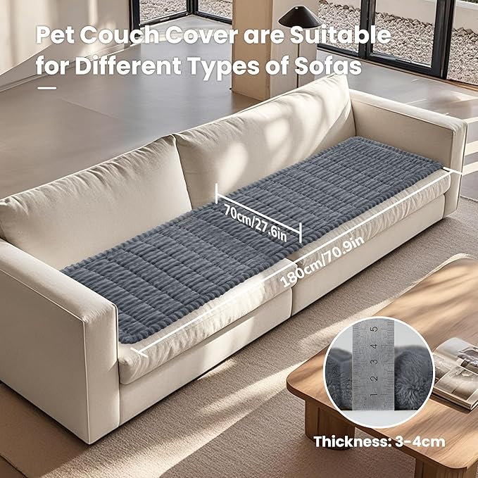 27.6 x 70.9in Couch Covers for Dogs, Non-Slip Pet Couch Covers for Sofa, Durable Dog Couch Cover Protector, Fuzzy Dog Mat for Couch Sofa, Washable & Pet Friendly