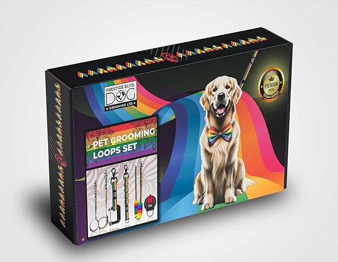 Prestige Elite - Set of 6 - Dog Groomers Helper Grooming Loops for Dogs Groomers - Adjustable Biothane Dog Grooming Loop, Belly Strap, Grooming Noose, Extension Strap & More - Pet Grooming Leash