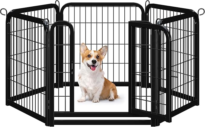 Yaheetech Dog Playpen Outdoor, 24 inch 6 Panels Dog Pen Indoor Heavy Duty Puppy Exercise Pen Metal Pet Fence for RV Camping/Yard/Garden