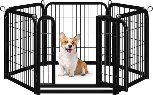 Yaheetech Dog Playpen Outdoor, 24 inch 6 Panels Dog Pen Indoor Heavy Duty Puppy Exercise Pen Metal Pet Fence for RV Camping/Yard/Garden