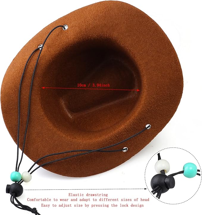 Yewong Pet Cowboy Costume Accessories - Dog Cat Pet Size Cowboy Hat and Bandana Scarf West Accessories for Puppy Kitten Party Festival and Daily Wearing Set of (Coffee Hat+White Bandana)