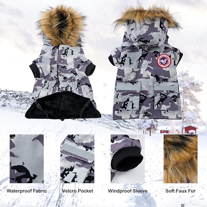 PINA Dog Coats for Small Dogs, Waterproof Dog Jacket