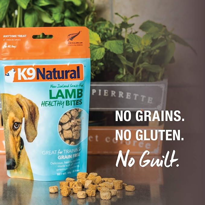 K9 Natural, Freeze-Dried Single Ingredient Dog Treats, High-Value, Low-Calorie Protein Bites for Active Dogs, Healthy Dog Training Treats, Grain-Free Reward, Chicken, 1.76oz (Pack of 2)