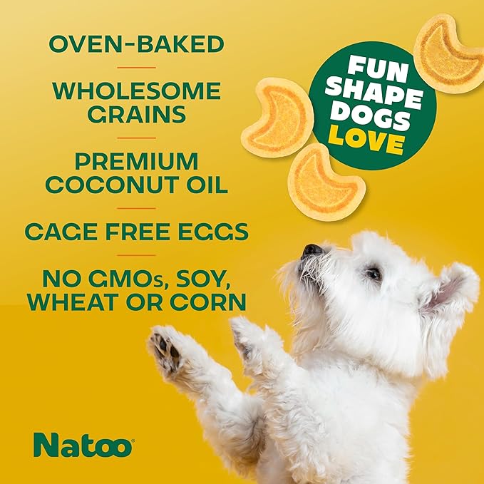NATOO Biscuits for Small Dogs & Puppies Crunchy Dog Treats, Sweet Potato & Pumpkin Healthy Natural Canine Biscuits, Rich in Omega 6, Prebiotics & Fibers, Antioxidants for Immunity (8 oz)