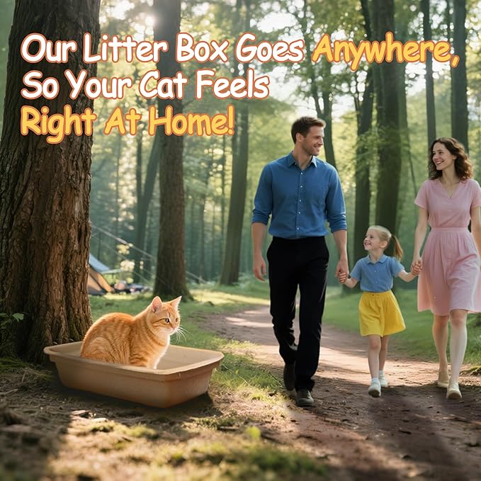 Disposable Litter Boxes for Cats Leak-Proof: 3-Pack Odor Control Sustainable Large Kitty Tray for Travel/Indoor Use