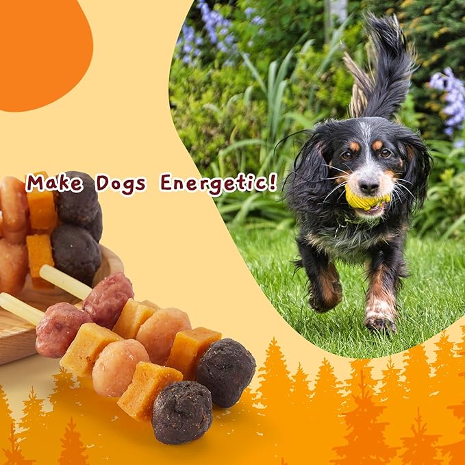 Jungle Calling Dog Treats,Dogs Kabob with Cod Stick, Rawhide-Free Chews, Made with Chicken, Duck, Beef, Sweet Potato and Pumpkin