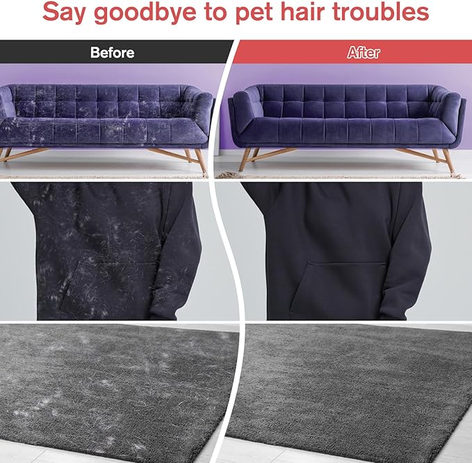 Pet Hair Removal Glove, Suitable for Removing Pet Hair From Clothing, Sofas, Carpets, and Car Seats, 2 Pcs With Hanging Hooks, Reusable Electrostatic Pet Hair Gloves, Size 9.8 x 7.87 x 0.5 in