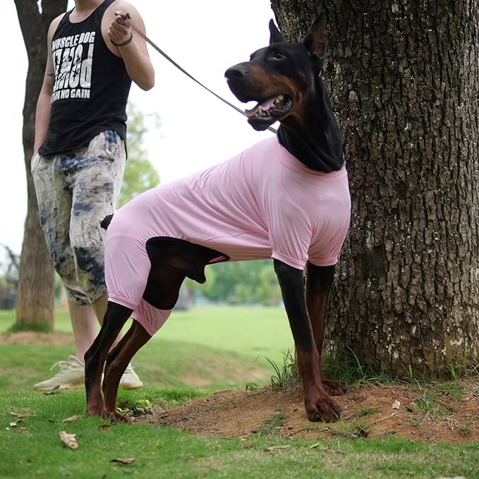 LoveLongLong Dog Jumpsuit with UV Protection and Quick-Dry Fabric for Spring Summer Pet Pajamas Pink XL