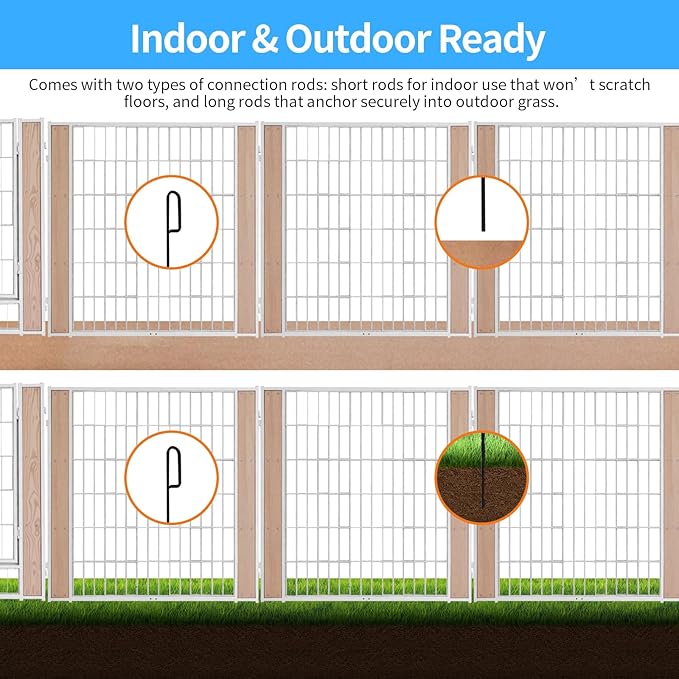 Heavy Duty Dog Playpen 32 Inch Height - Indoor Outdoor Pet Fence Enclosure for Medium and Small Dogs - Foldable Puppy Exercise Pen for Indoor and RV Camping or Yard (8 Panels, 32" H (White))