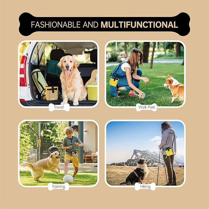 Sharmila Dog Treat Pouch - Large Capacity Storage & Multi-Pocket Design, Waterproof Training Treat Pouch Constructed from High-Density Oxford Fabric for Pet Training, Dog Walking, Hiking (Green)