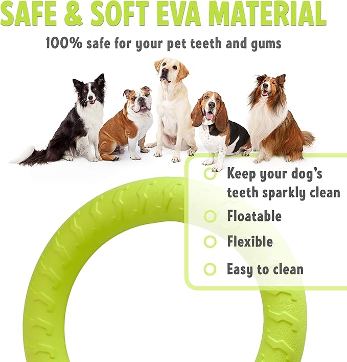 PetSpy Dog Training Ring for Outdoor Fitness Floatable Pulling Toy and Flying Disc Interactive Play Tool for Small Medium Large Dogs