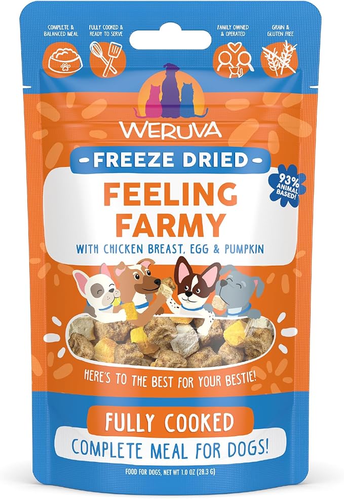 Weruva Dog Freeze Dried, Feeling Farmy with Chicken Breast, Egg & Pumpkin, 1oz Bag