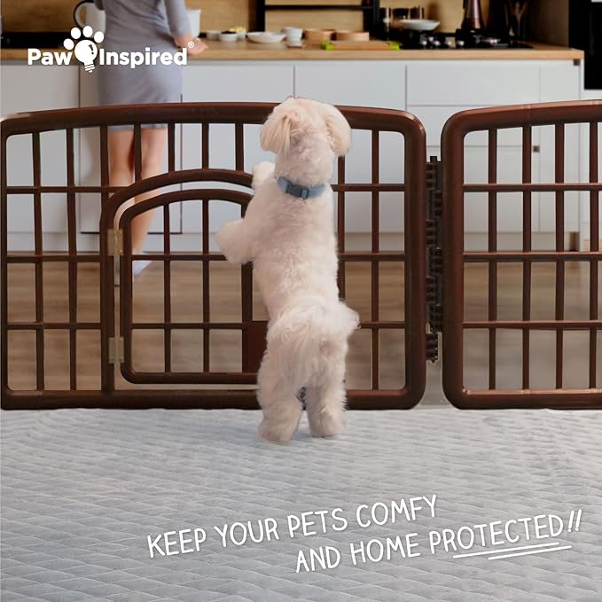 Paw Inspired 80x50 Inch Playpen Mat, Super Absorbent Fleece Cage Liner with Non-Slip Bottom, Waterproof Pet Play Pen Pad for Dogs, Rabbits, Guinea Pigs, Hamsters, Small Animals (Light Gray)