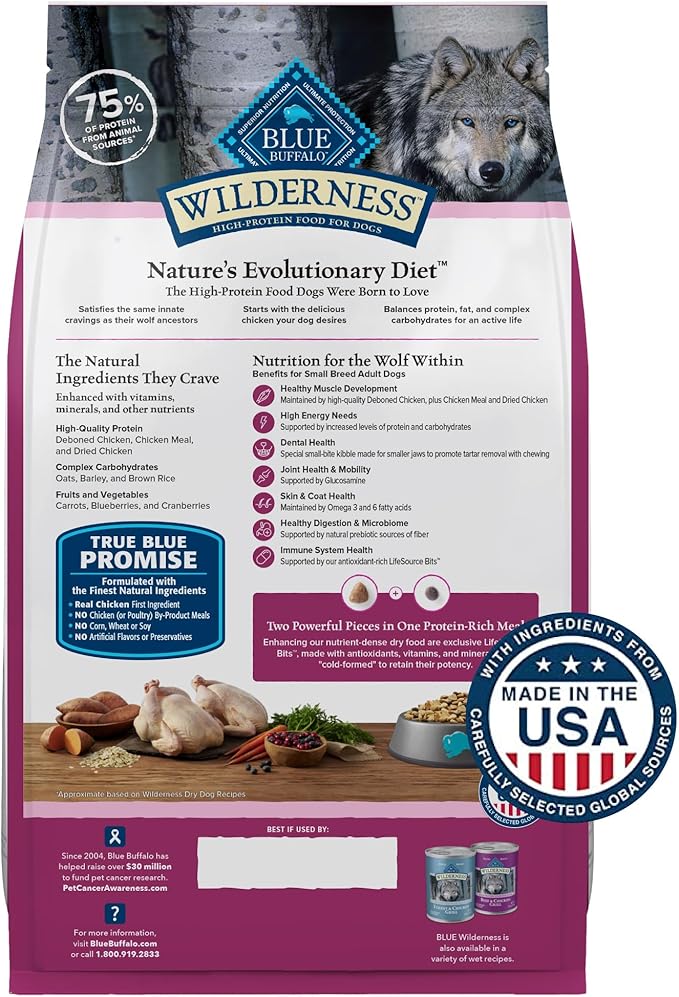 Blue Buffalo Wilderness Adult Small Breed Dry Dog Food Real Chicken with Natural Ingredients
