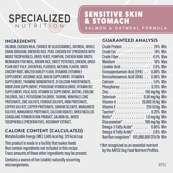 Natural Balance Specialized Nutrition Dry Dog Food with Salmon and Oatmeal for Dogs, Sensitive Skin & Stomach Dog Food, Natural Ingredients with Added Vitamins & Minerals - 3.5 lbs