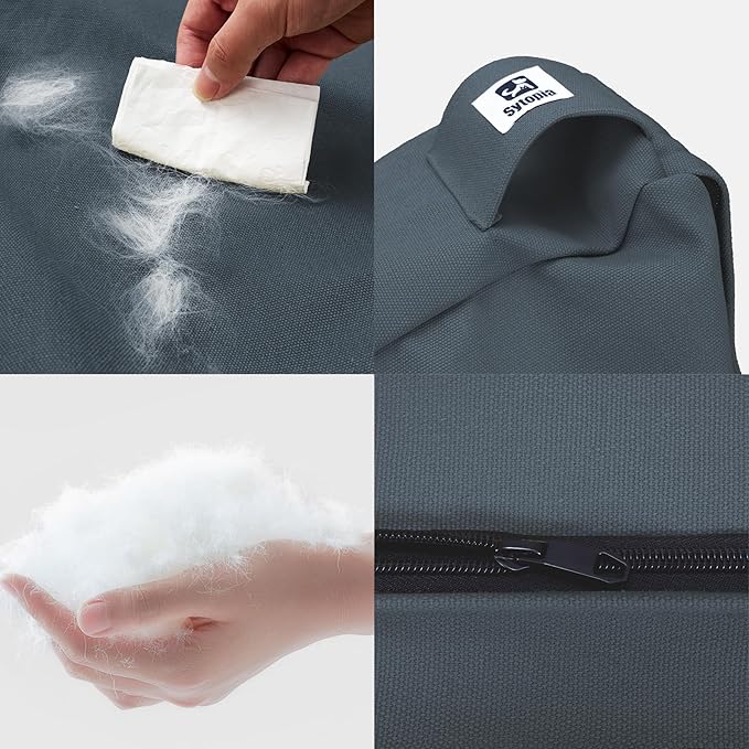 Sytopia 36 Inch Canvas Dog Bed for Large and Medium Dogs, Outdoor and Indoor Pet Bed, Waterproof Washable Removable Cover, Patio Pet Pad, Blue Gray