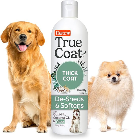 New! Hartz True Coat Thick Coat Specific Dog Shampoo, Desheds & Softens with Oat Milk, Coconut Oil & Aloe