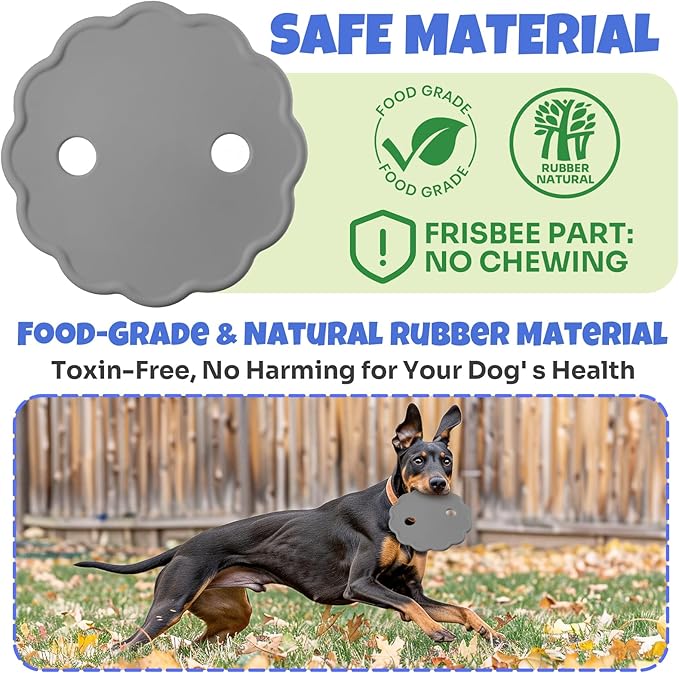 Interactive Dog Frisbee Rope Toy – Tough 2-in-1 Flying Disc & Rope Chew Toy for Medium/Large Dogs, Outdoor Training & Fetching, Grey & Blue