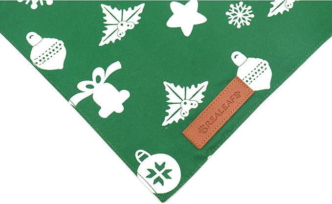 Realeaf Christmas Dog Bandanas 2 Pack, Reversible Red Green Pet Scarf for Boy and Girl, Premium Durable Fabric, Xmas Holiday Bandana for Small Medium Large and Extra Large Dogs (Large)
