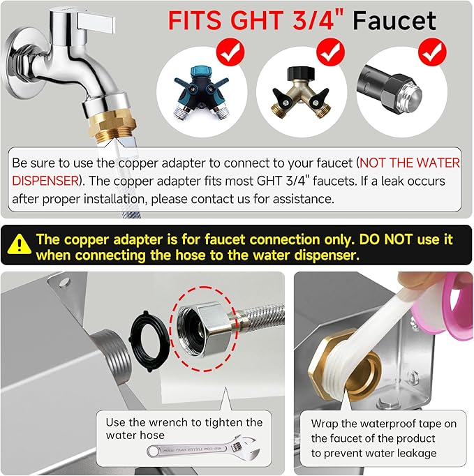 Automatic Water Dispenser for Dogs, 101oz Outdoor Dog Water Bowl, 304 Stainless Steel Water Feeder for Small to Large Pets, Large Livestock Waterer, Anti-Tipping, Water Auto-Fill, Easy to Clean