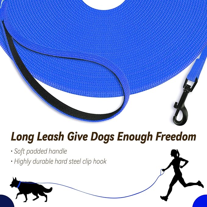 lynxking Dog Training Leash Long Obedience Recall Agility Leash 15ft 30ft 50ft Tracking Lead Perfect for Training Play Camping and Backyard