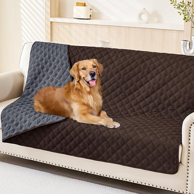Smiry Waterproof Dog Blanket, Reversible Dog Bed Cover Pet Blanket, Soft Pet Couch Covers for Sofa Washable, Bed Couch Sofa Furniture Protector for Puppy Cat Kids (52"x82", Chocolate/Dark Grey)