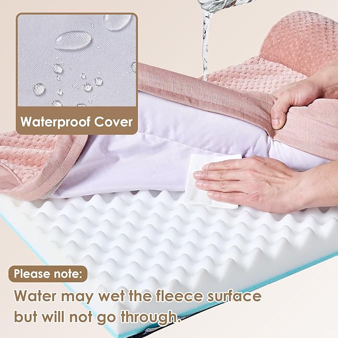 EHEYCIGA Memory Foam Dog Bed Large Sized Dogs, Waterproof Dog Bed Orthopedic with Washable Removable Cover, Non-Slip Pet Bed Couch, 36x27x6 Inches, Pink