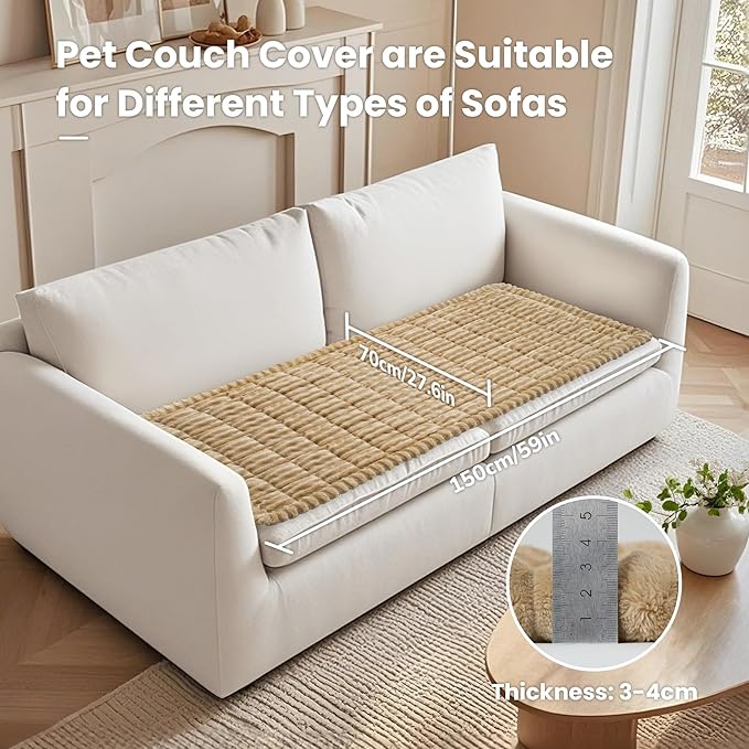 Dog Couch Cover Protector, Non-Slip Couch Covers for Dogs, Durable Pet Couch Covers for Sofa, Fuzzy Dog Blanket for Couch Bed Furniture Sofa, Washable & Pet Friendly