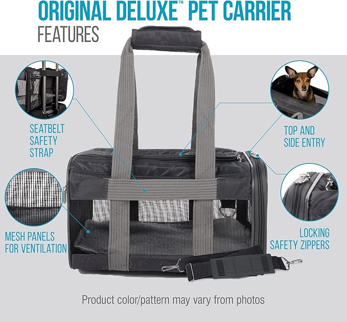 Sherpa Original Deluxe Travel Pet Carrier, Airline Approved - Charcoal Gray, Large