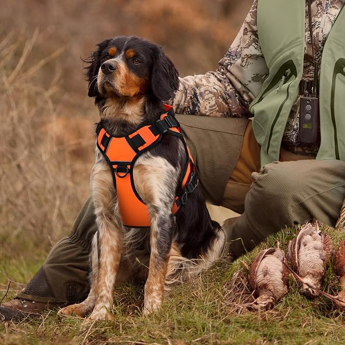 WINGOIN Orange Tactical Dog Harness for Large Dogs, Heavy Duty No Pull Dog Harness with Handle, Adjustable Reflective Military K9 German Shepherd Big Size Dog Vest for Walking, Training, Hunting (L)