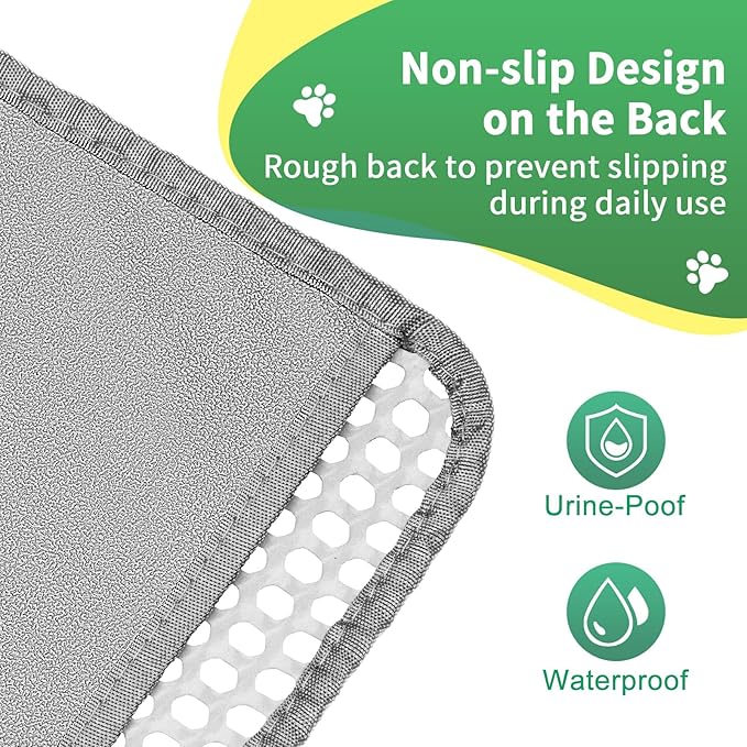Cat Litter Mats,32"x22" Litter Box Mat,2 Layer Litter Trapping Mat for indoor cat,Litter Catcher Mats for kitty Pet,Cat Rug. Non-Slip Waterproof Urine Proof, Collapsable