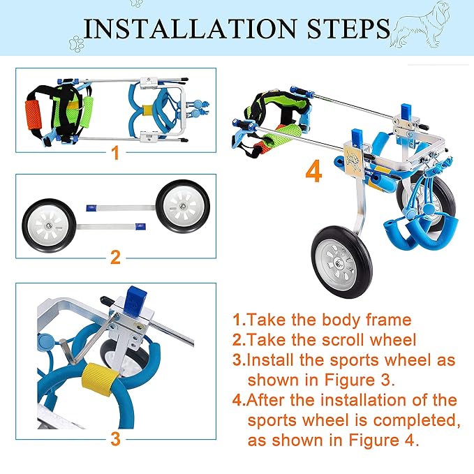 Adjustable Dog Wheelchair/Cart for Back Legs，Pet/Doggie Doggy Wheelchairs with Disabled Hind Legs Walking，Light Weight (7-Size(7-Size)(XS)