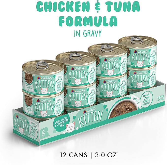 Weruva Kitten, Chicken & Tuna Formula in Gravy, 3oz Can (Pack of 12)
