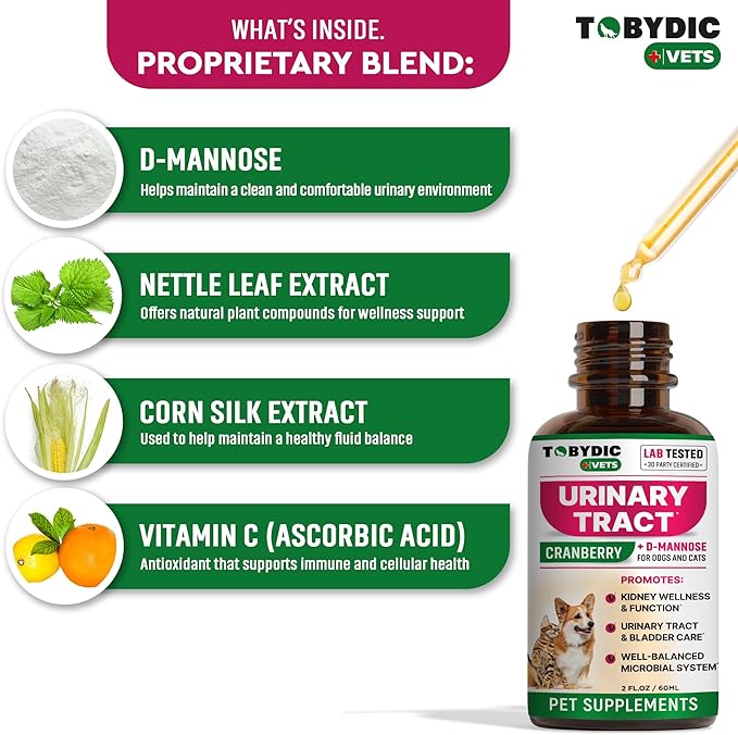 Cat & Dog Natural UTI Medicine & Urinary Tract Infection Treatment with Cranberry - Kidney + Bladder Support Supplement - Best Prevention for Urine Incontinence & Bladder Stones - Pet Renal Health