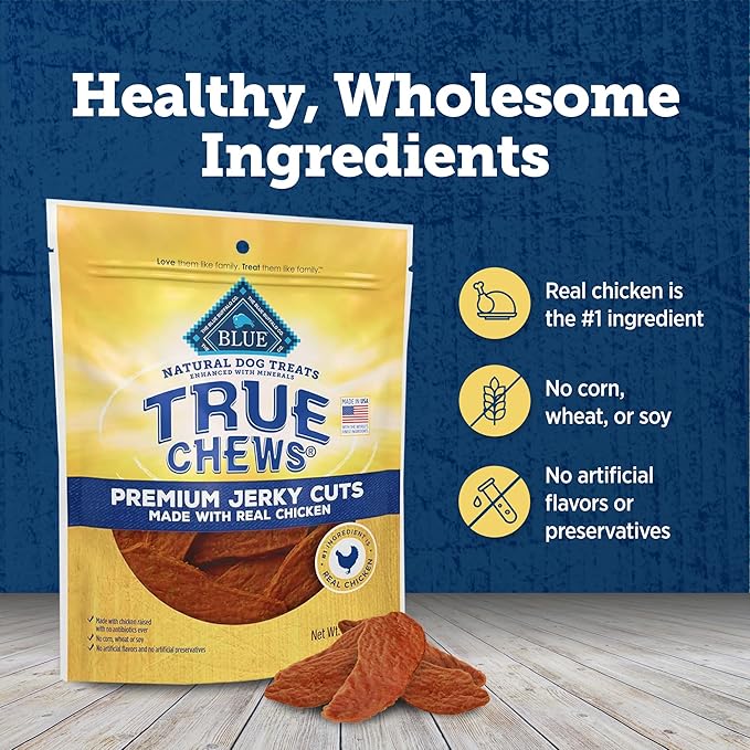 Blue Buffalo True Chews Premium Jerky Cuts Dog Treats with Natural Ingredients Chicken