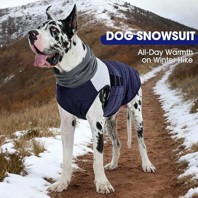 FUAMEY Dog Cold Weather Coats Navy M, Winter Jacket Medium Dogs Easy Dress Before Cold Play, Adjustbale Side Straps,(M-Navy)