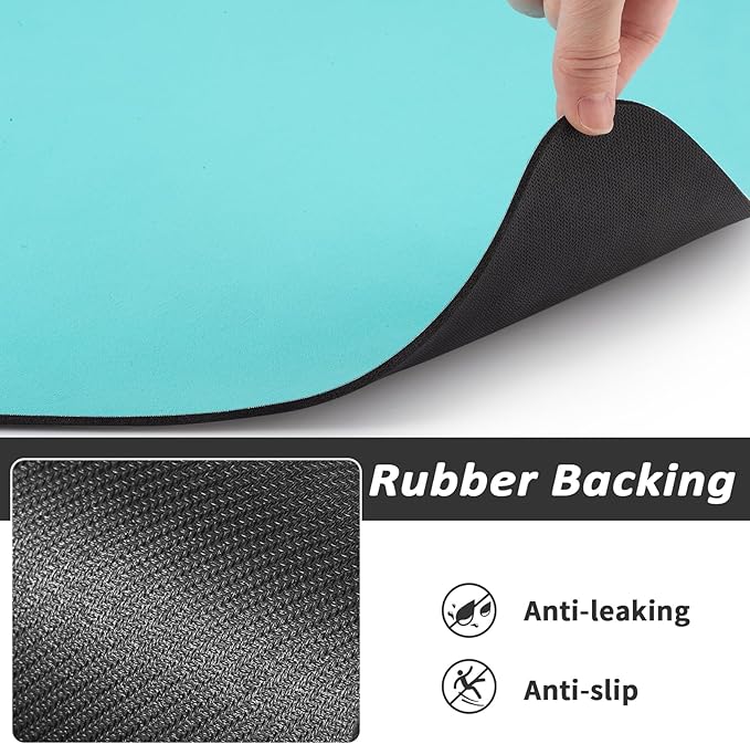 Pet Feeding Mat - Absorbent Dog Mat for Food and Water, No Stains Cat Bowl Mat, Easy to Clean Pet Placemats, Quick Dry Dog Water Dispenser Mat for Messy Drinkers | Paw Teal 18"x 28"