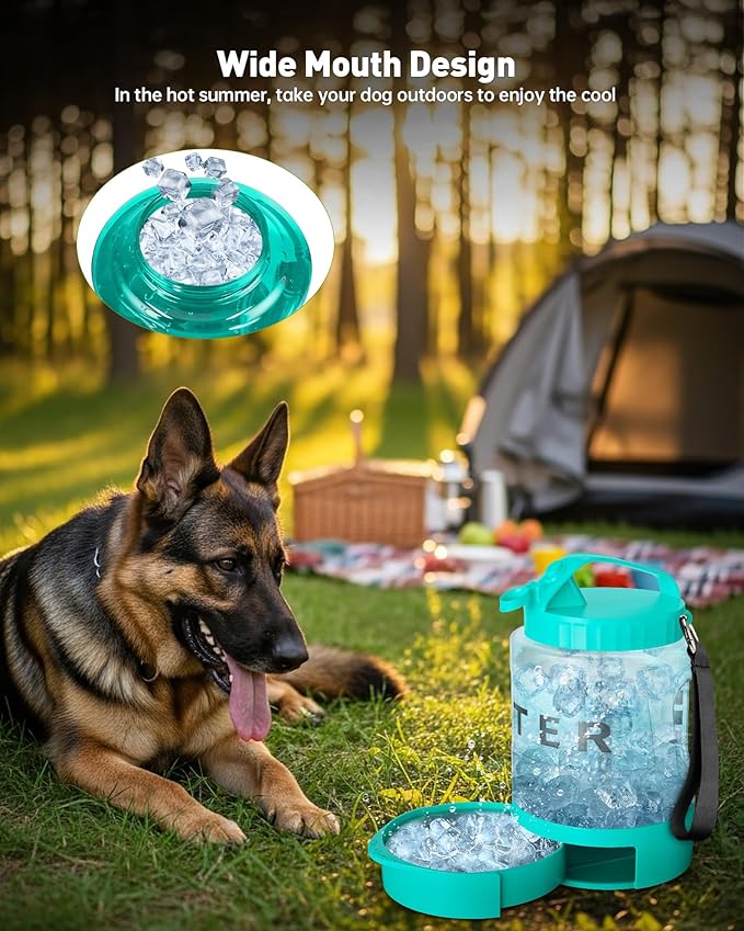 Portable Dog Water Bottle Bowl - 77 oz Travel Water Bowl Dispenser for Dogs Leak Proof, Suitable for Large Pet Drinking, A Must Have for Outdoor, Camping, Walking, Beach Other Scenes （Light Green）